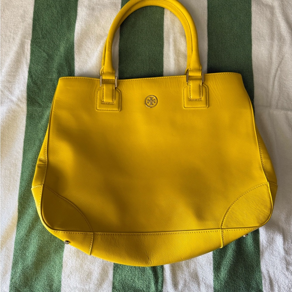 Tory Burch Yellow Leather Tote Bag